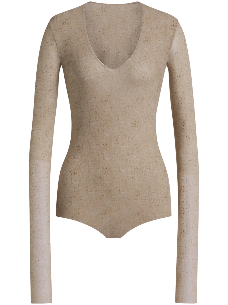Alberta Ferretti Fitted Long-Sleeve Top with Deep Scoop Neckline Roze