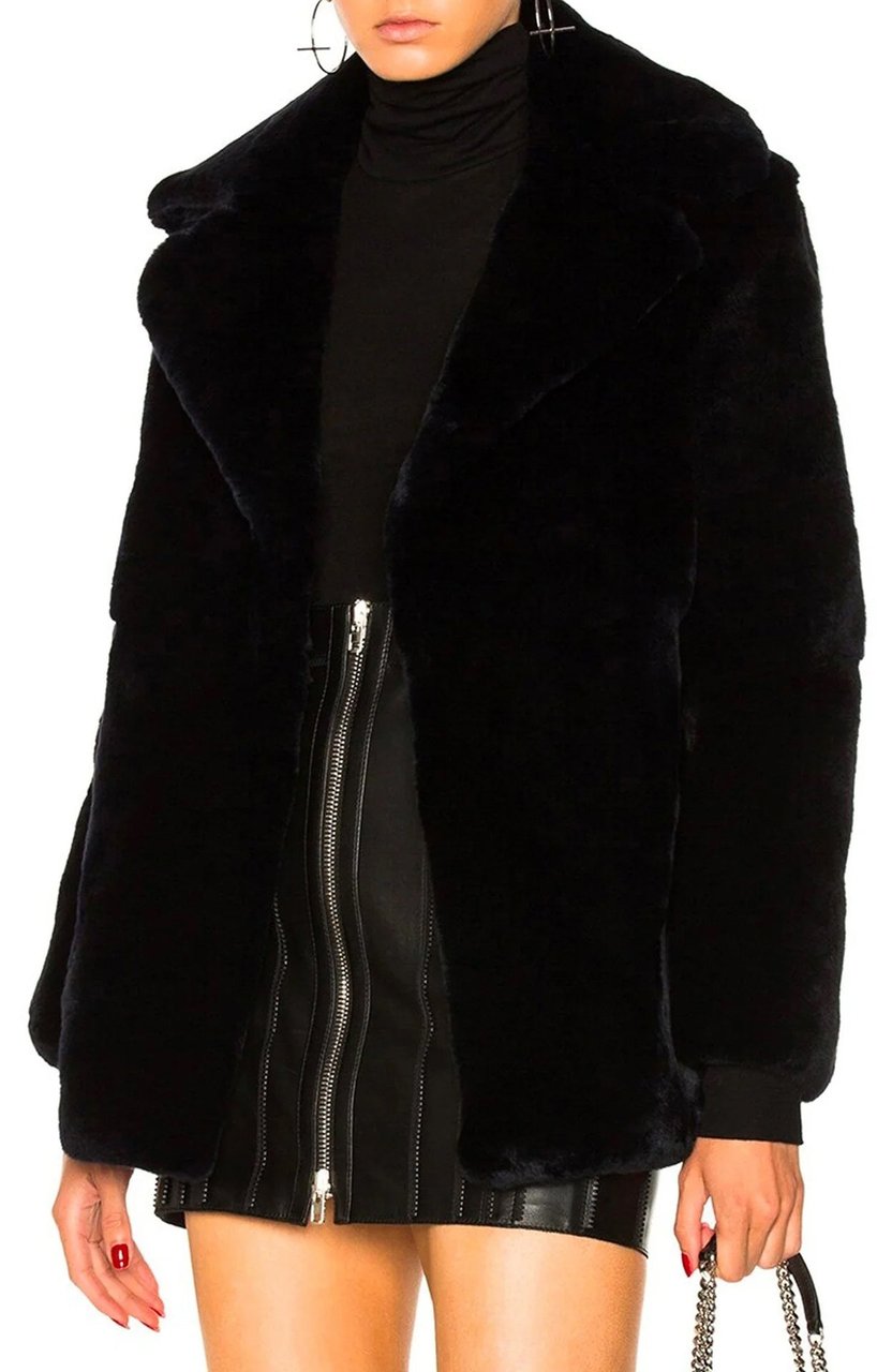 Alberta Ferretti Friday Rabbit Fur Jacket Blauw
