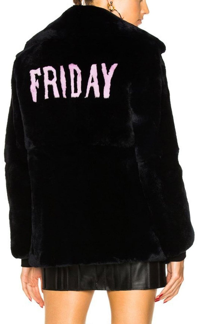 Alberta Ferretti Friday Rabbit Fur Jacket Blauw
