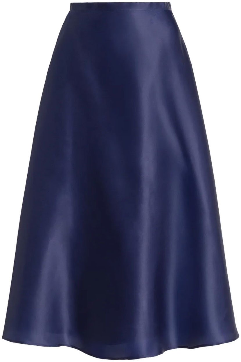 Alberta Ferretti Smooth Organza Midi Skirt with High Waist Zwart