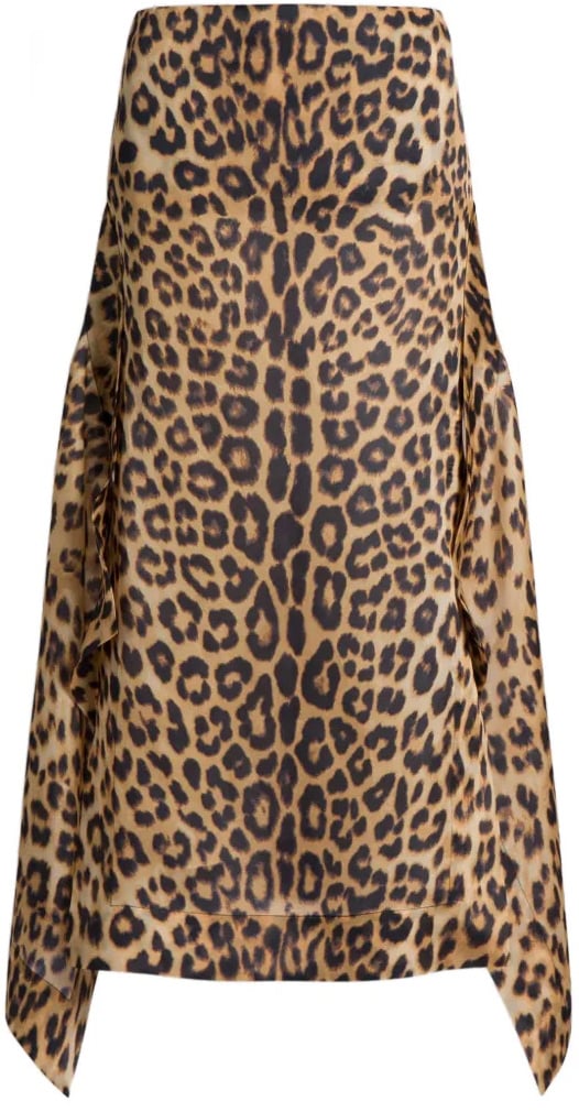 Alberta Ferretti Leopard Print Asymmetrical Skirt with Edgy Hemline Bruin