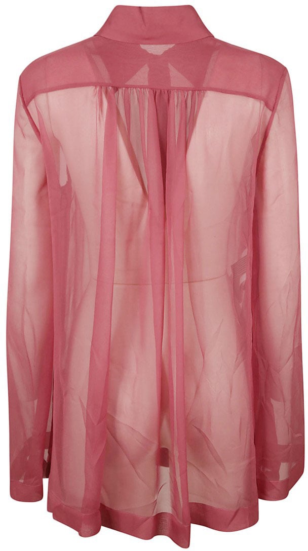 Alberta Ferretti Sheer Red Shirt With Classic Collar Roze