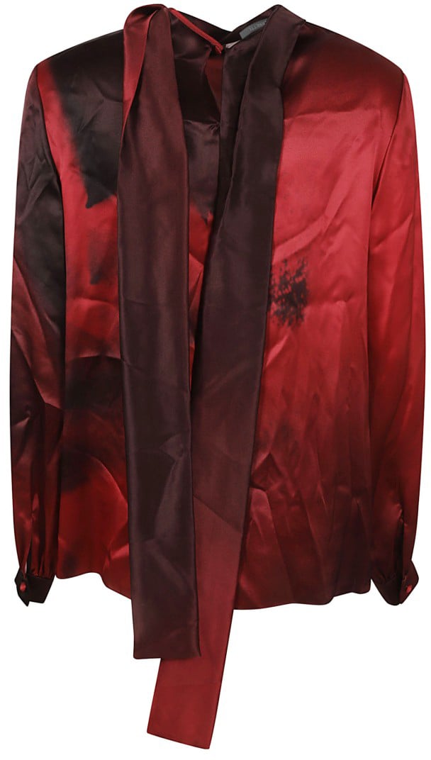 Alberta Ferretti High-Neck Silk Blend Shirt Zwart