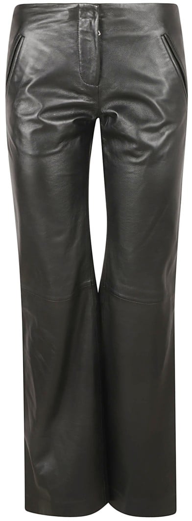 Alberta Ferretti Tailored Black Leather Trousers Zwart