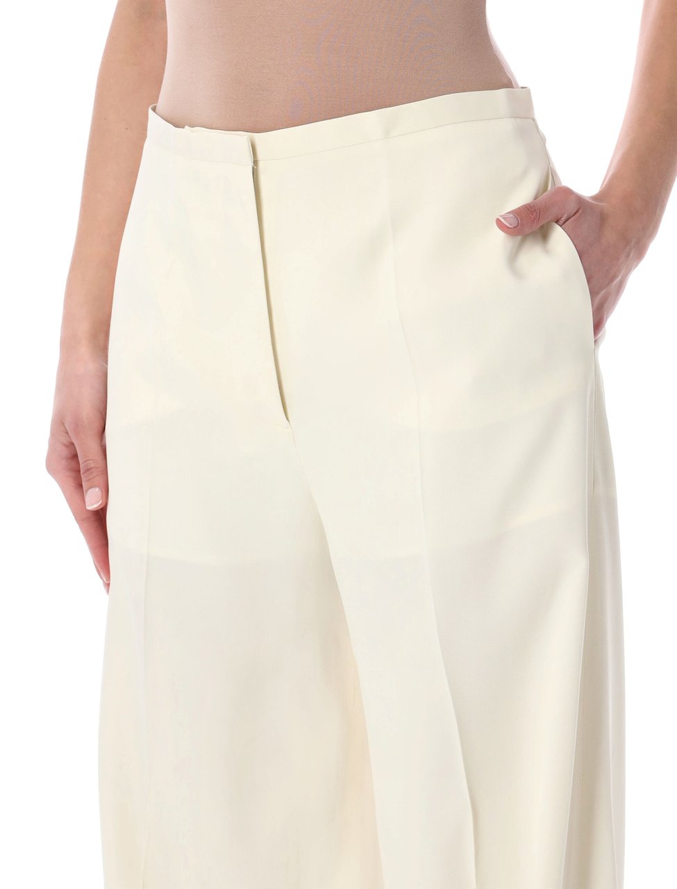 Alberta Ferretti Wide Leg Viscose Palazzo Pants Neutraal