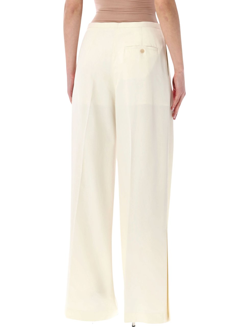 Alberta Ferretti Wide Leg Viscose Palazzo Pants Neutraal