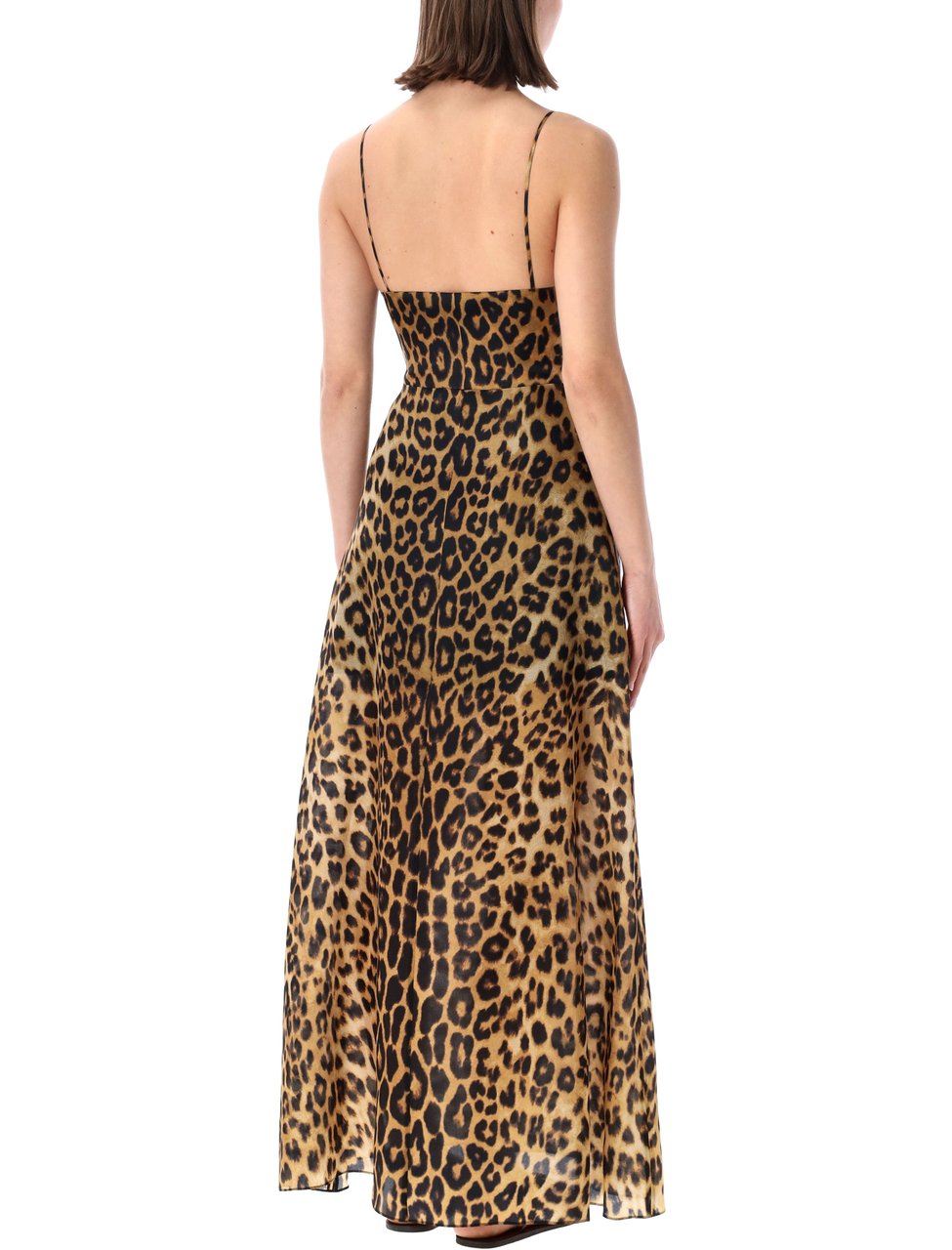Alberta Ferretti Leopard Print Organza Maxi Dress Bruin