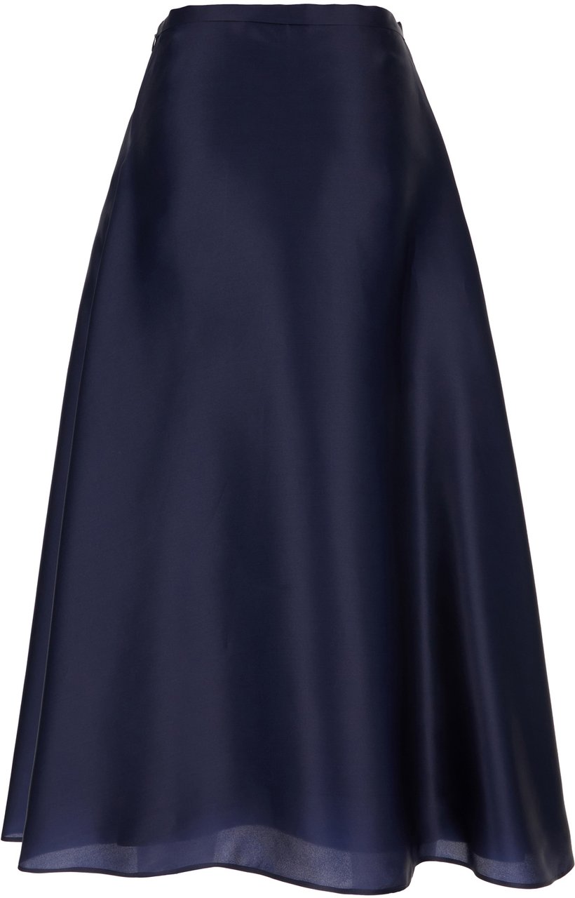 Alberta Ferretti Alberta Ferretti Midnight blue silk midi skirt Blauw