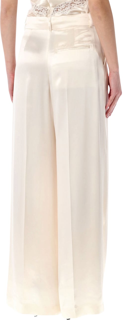 Alberta Ferretti Pantalone Shiny Satin Bianco Wit