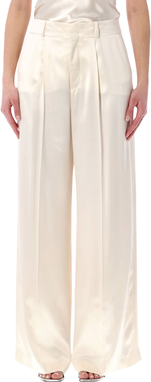 Alberta Ferretti Pantalone Shiny Satin Bianco Wit