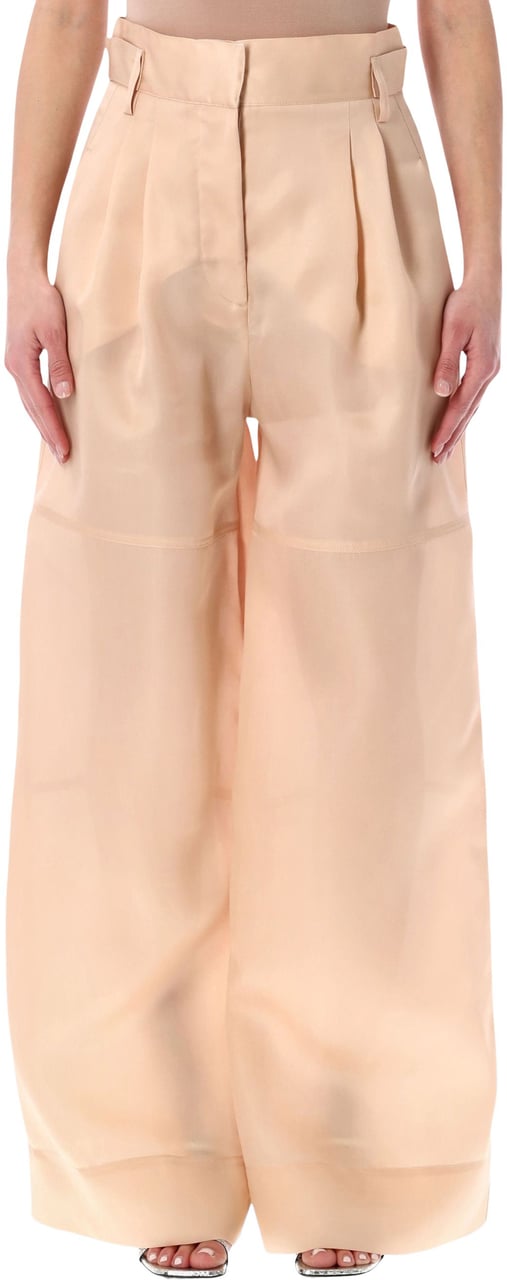 Alberta Ferretti Pantalone Tripla Organza Rosa Roze