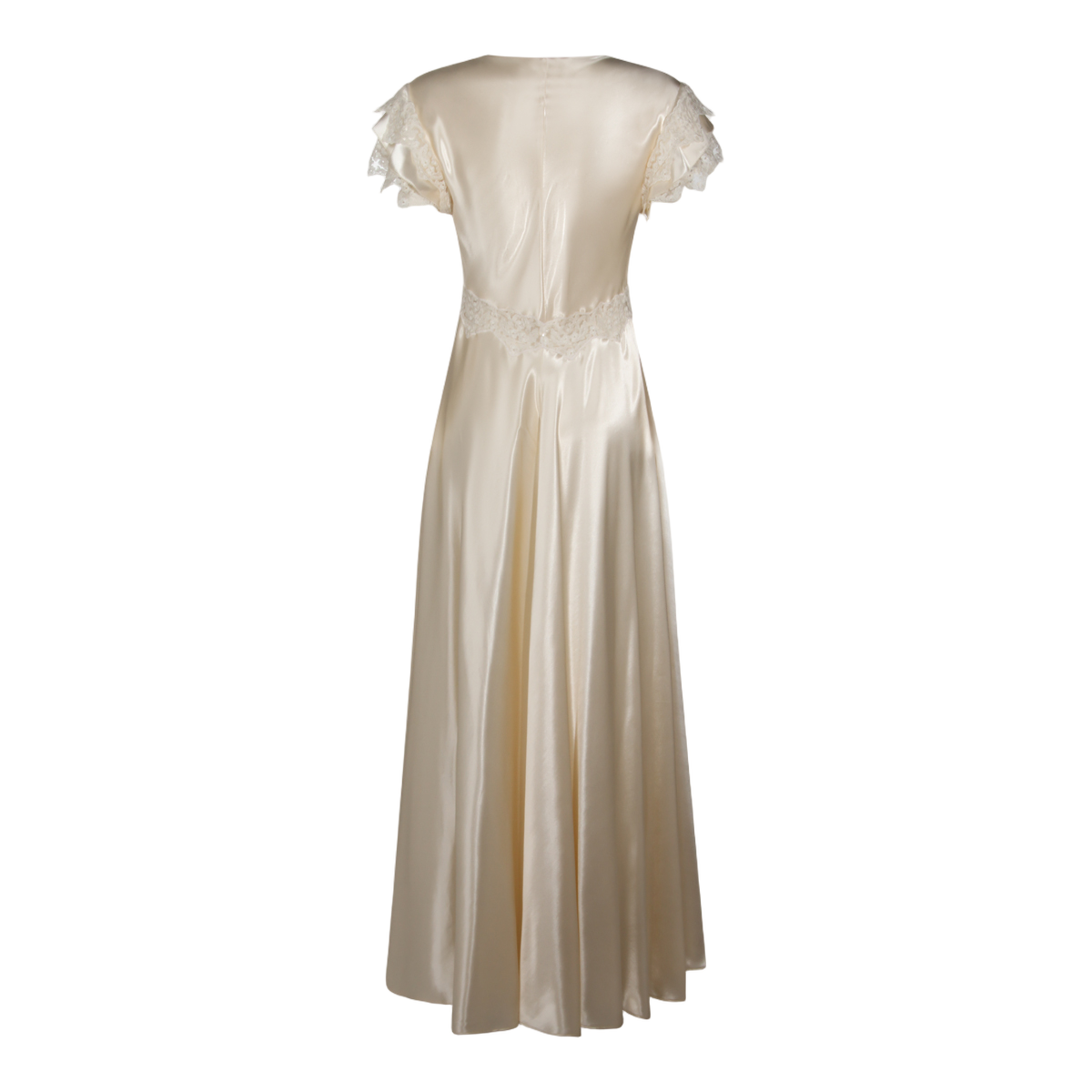 Alberta Ferretti Maxi Dress with Lace Detailing Neutraal