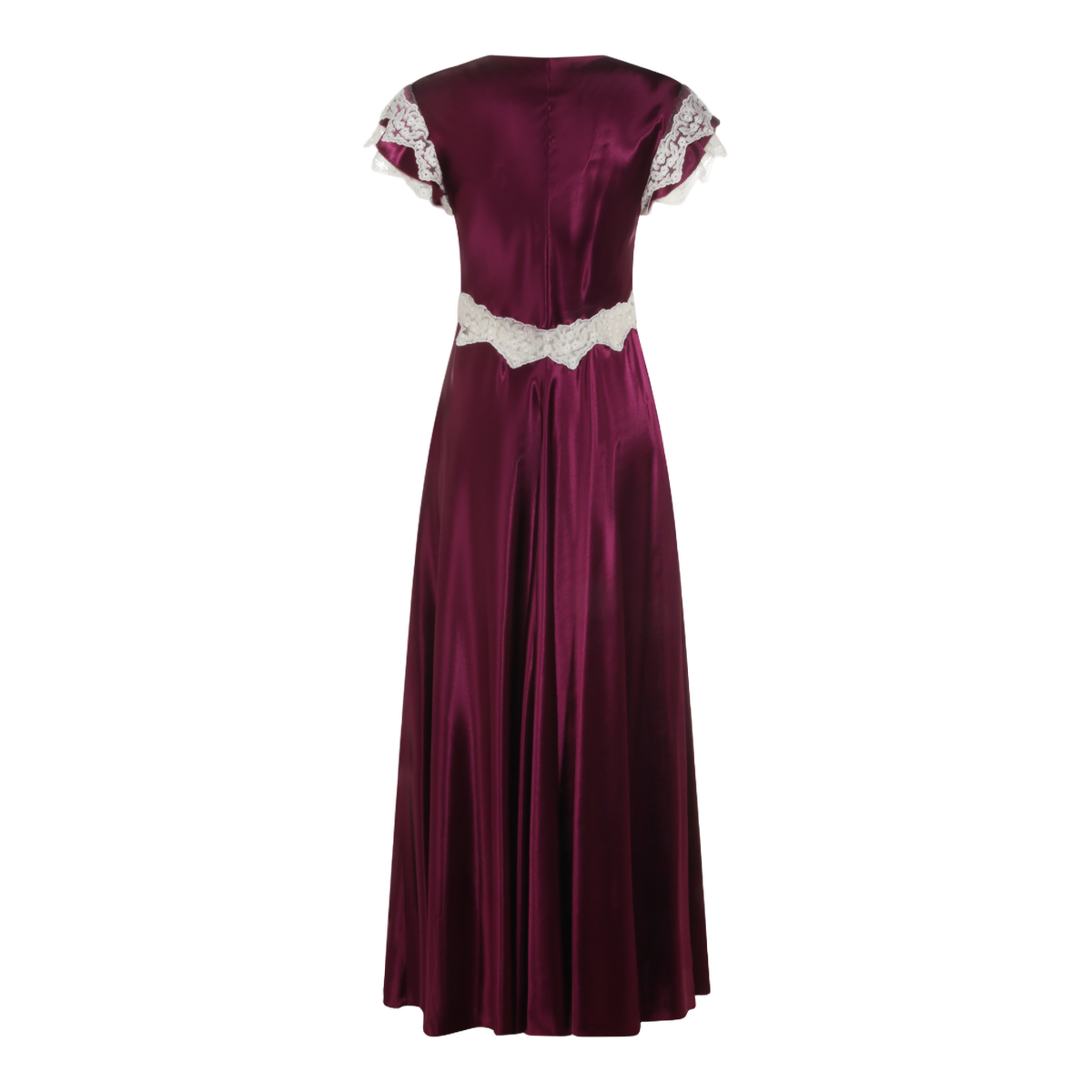Alberta Ferretti Maxi Dress in Deep Purple Satin Zwart