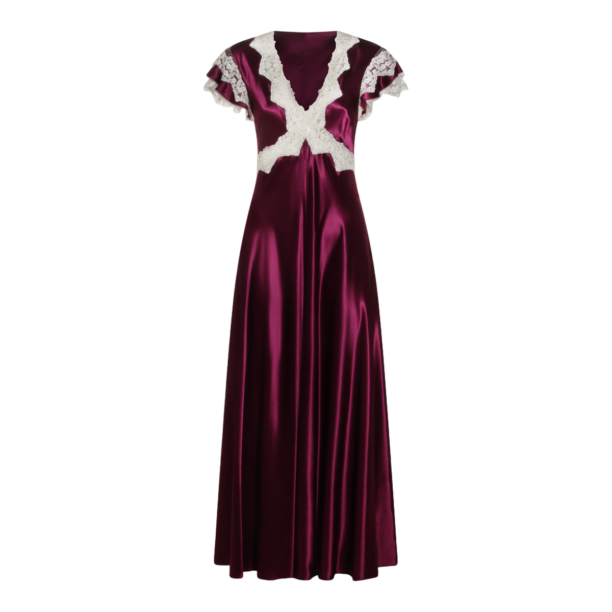 Alberta Ferretti Maxi Dress in Deep Purple Satin Zwart