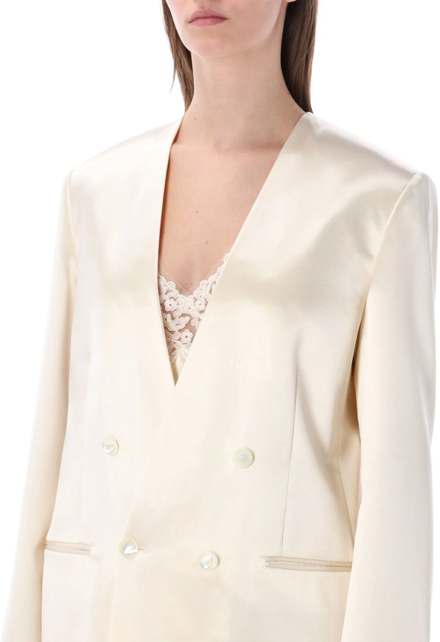 Alberta Ferretti Blazer Shiny Satin Bianco Wit