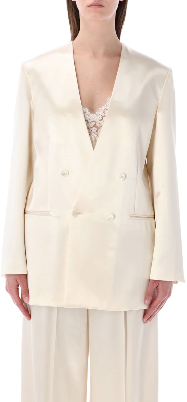 Alberta Ferretti Blazer Shiny Satin Bianco Wit