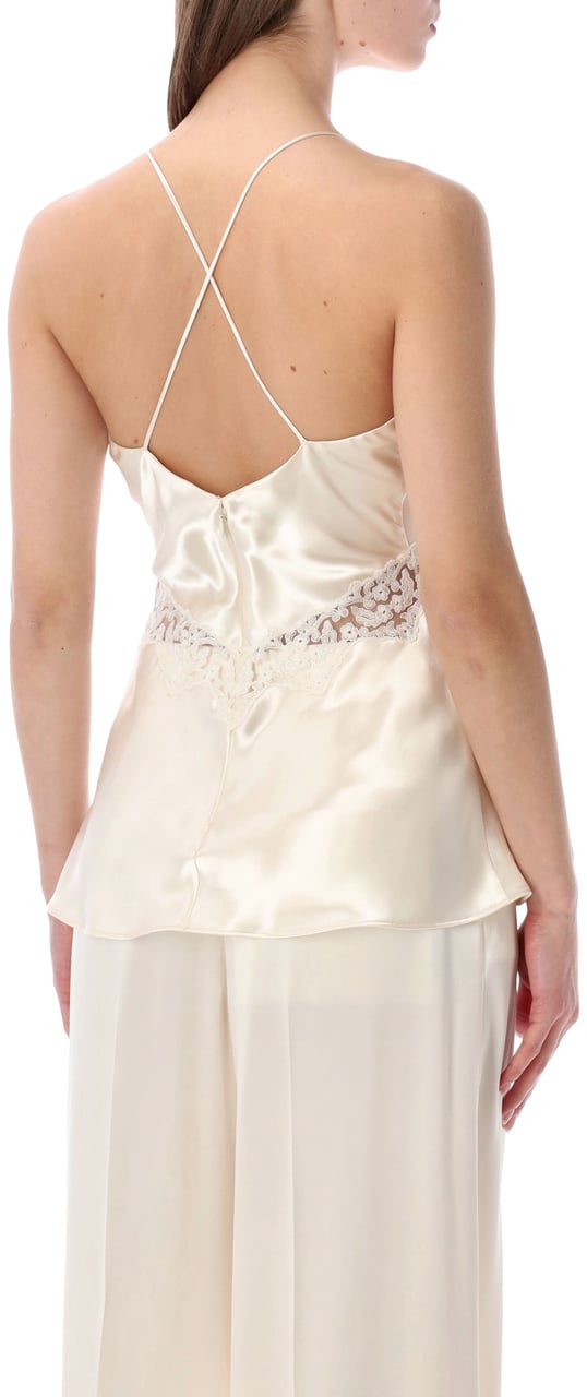 Alberta Ferretti Alberta Ferretti satin top with lace inserts Wit