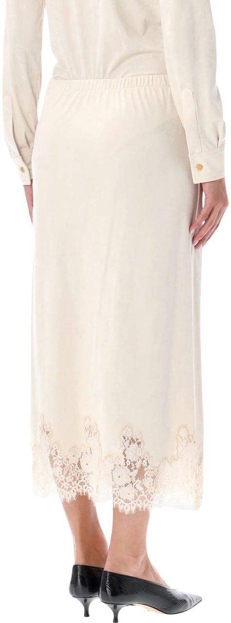 Alberta Ferretti Gonna Velluto Stretch Bianco Wit