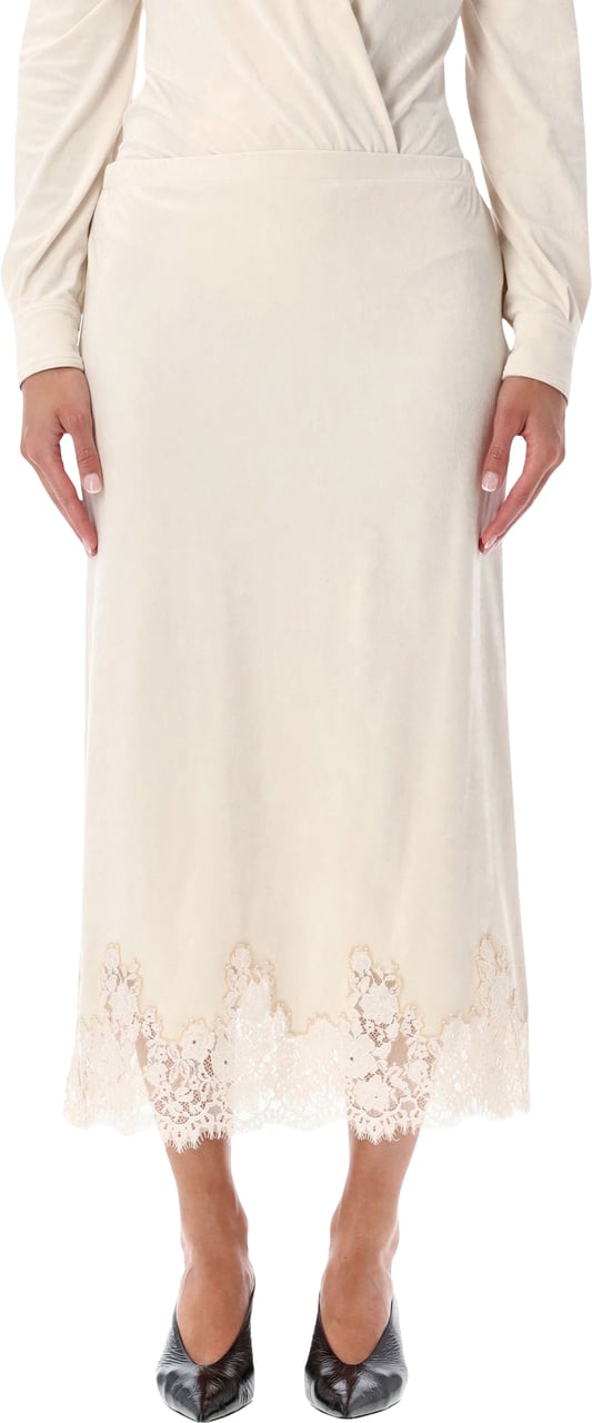 Alberta Ferretti Gonna Velluto Stretch Bianco Wit
