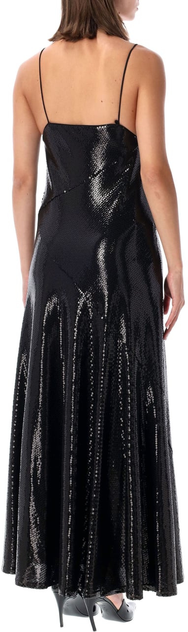 Alberta Ferretti Abito Paillettes Du Jersey Long Nero Zwart