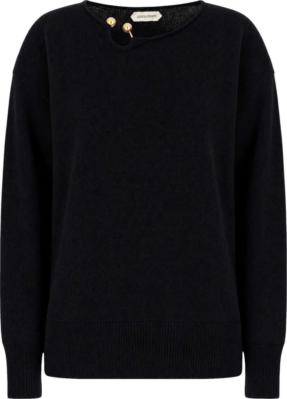 Alberta Ferretti Black wool blend sweater Zwart