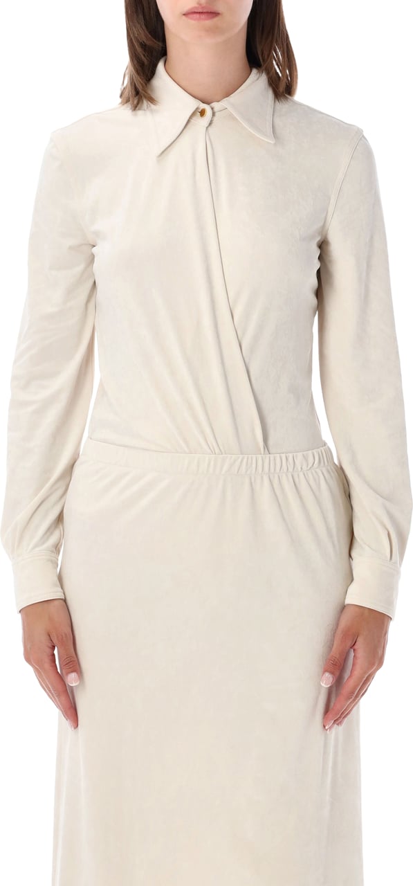 Alberta Ferretti Body Velluto Stretch Bianco Wit