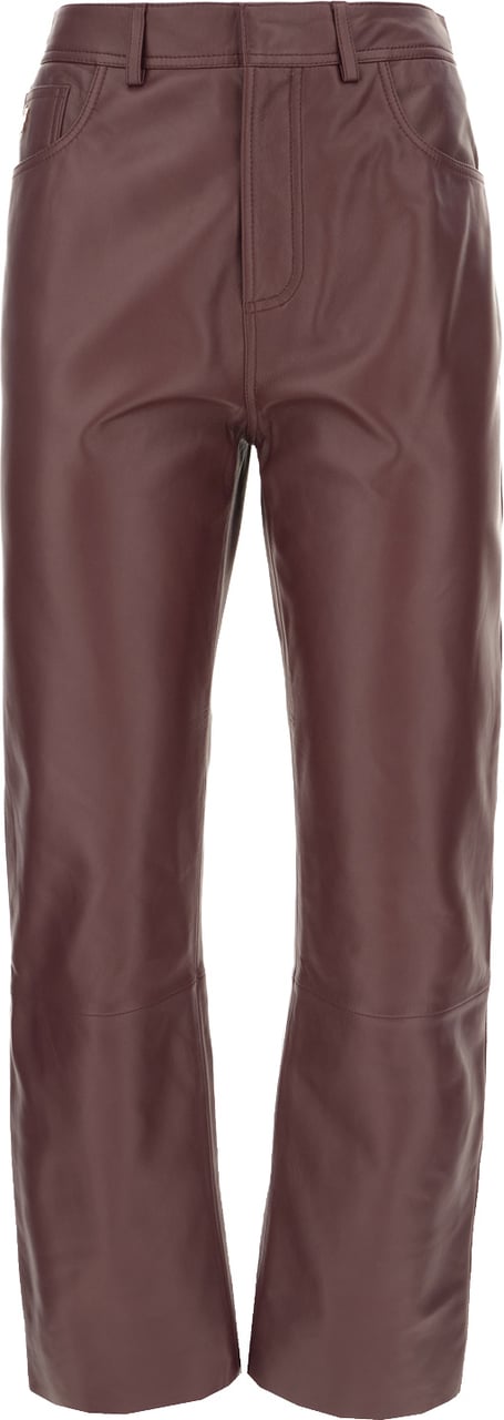 Alberta Ferretti Plum leather pant Paars