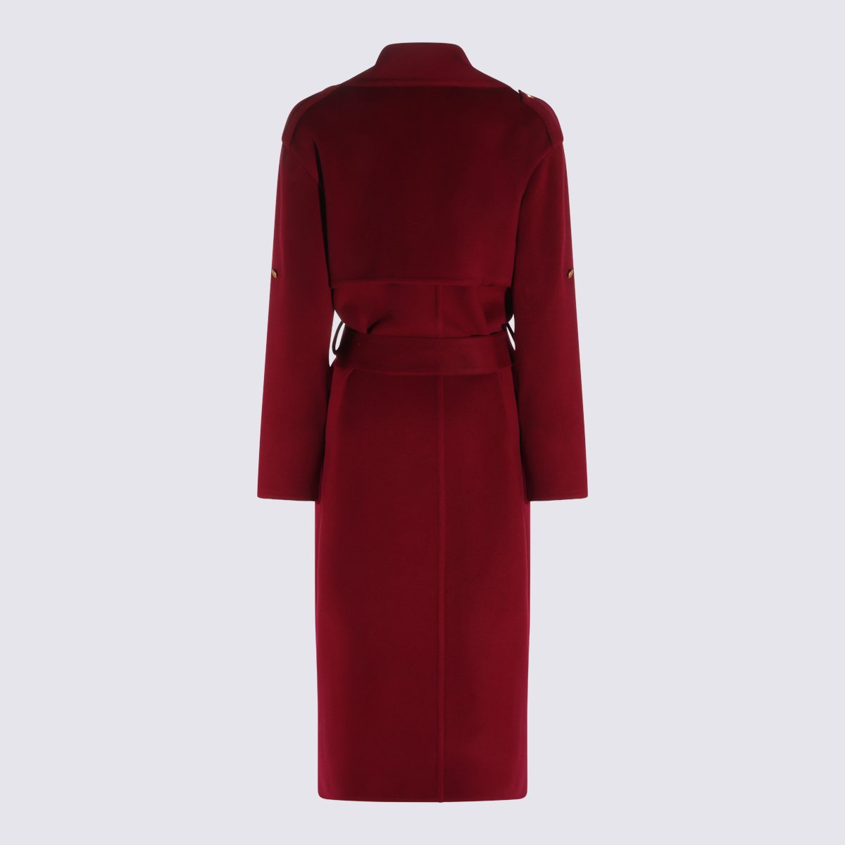 Alberta Ferretti Double-Breasted Long Coat With Gold-Tone Buttons And Tailored Silhouette Rood