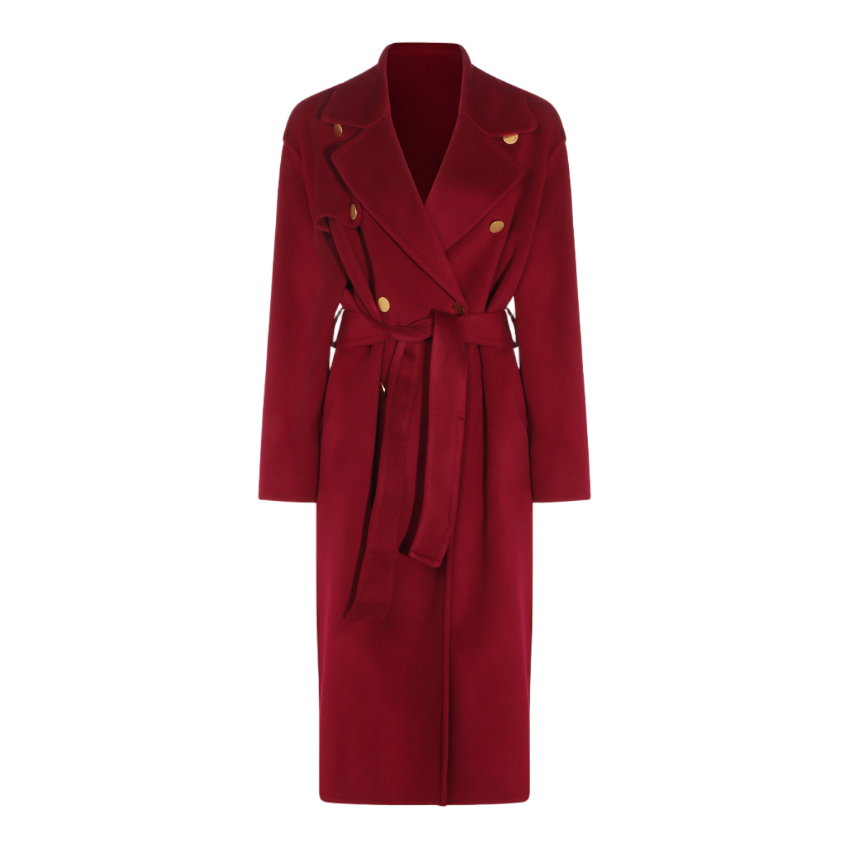 Alberta Ferretti Double-Breasted Long Coat With Gold-Tone Buttons And Tailored Silhouette Rood