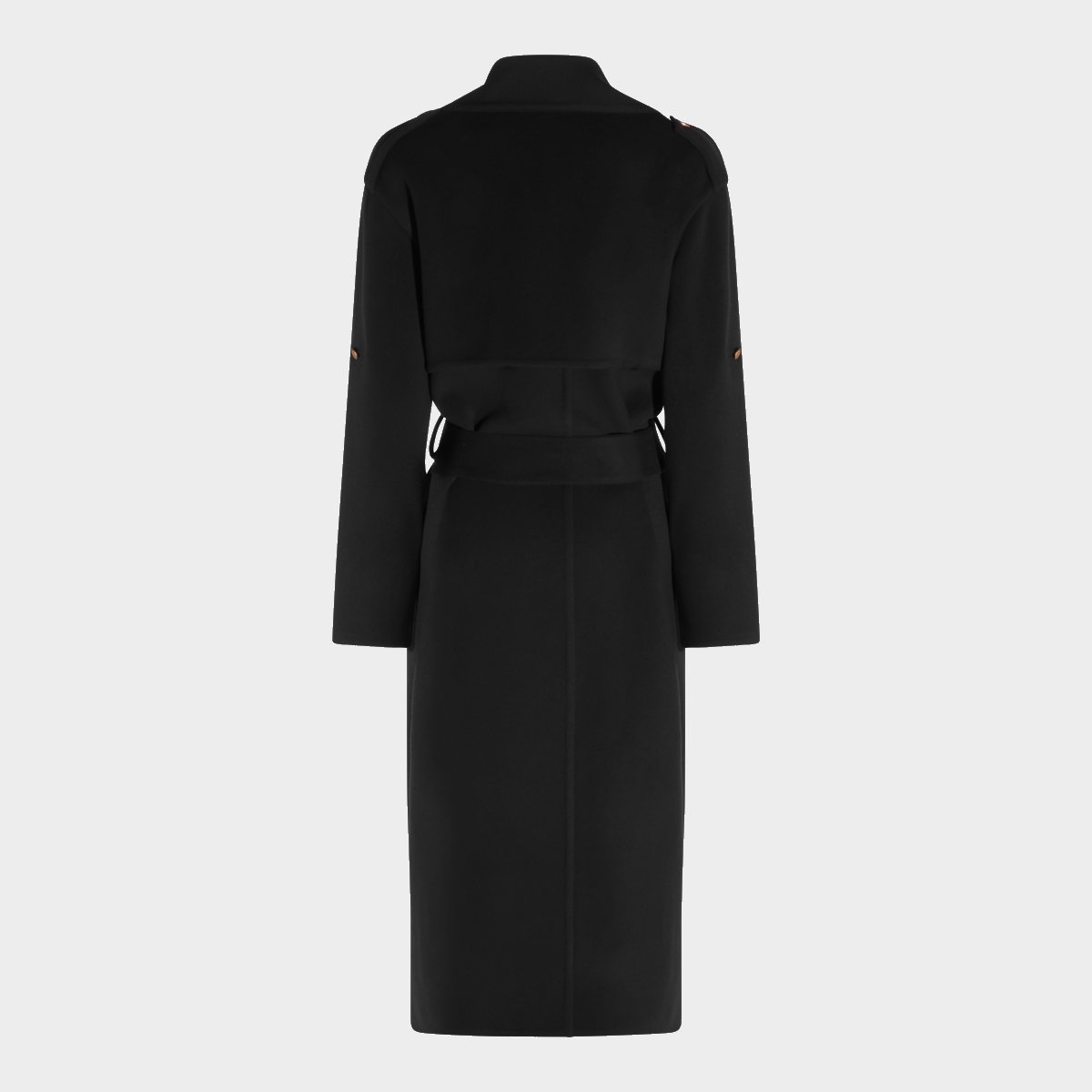 Alberta Ferretti Double-Breasted Black Coat With Gold Accents And Tailored Silhouette Zwart