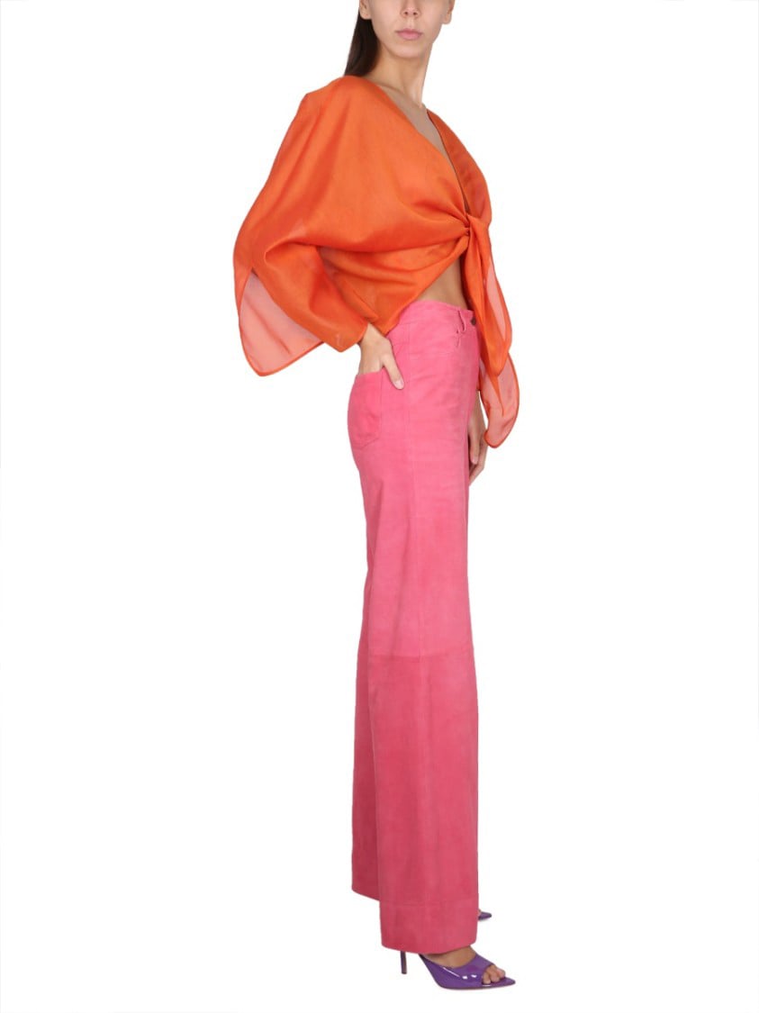 Alberta Ferretti High-Waisted Wide Leg Pants Maroon