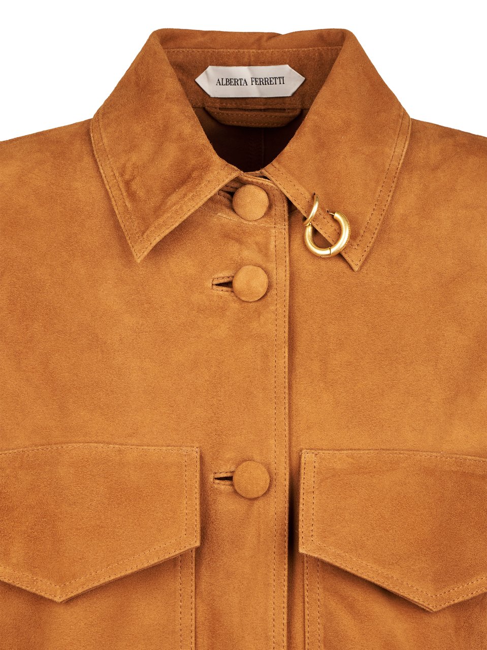 Alberta Ferretti Suede Brown Jacket with Classic Collar Bruin