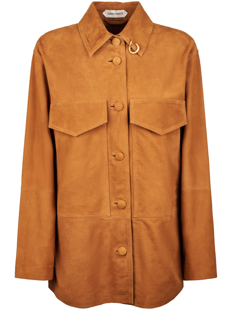 Alberta Ferretti Suede Brown Jacket with Classic Collar Bruin