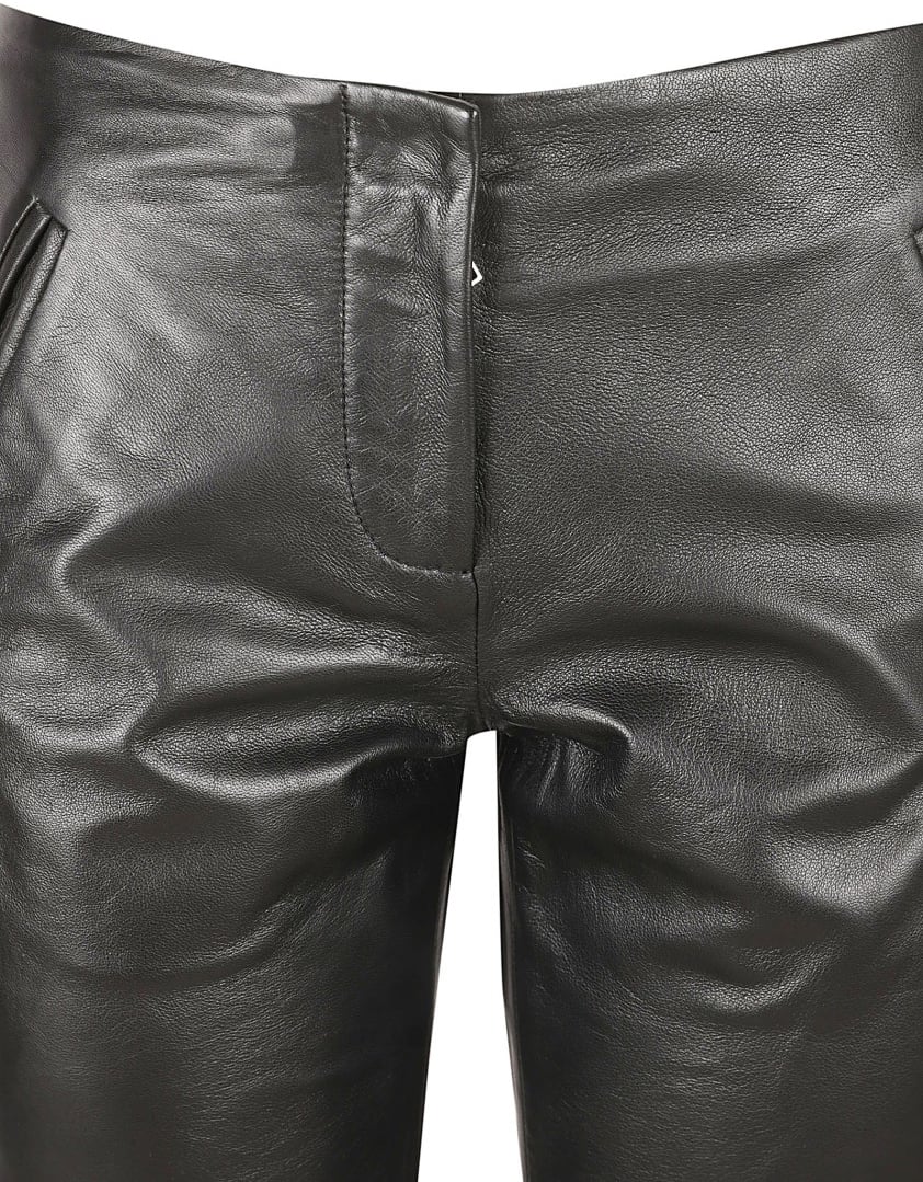 Alberta Ferretti Tailored Black Leather Trousers Zwart