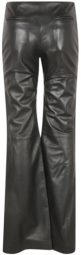 Alberta Ferretti Tailored Black Leather Trousers Zwart