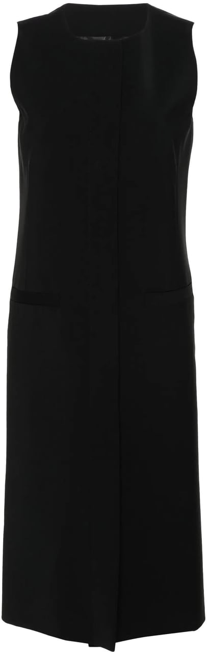 Alberta Ferretti Black Gilet Sleeveless Long Wool Gilet Zwart