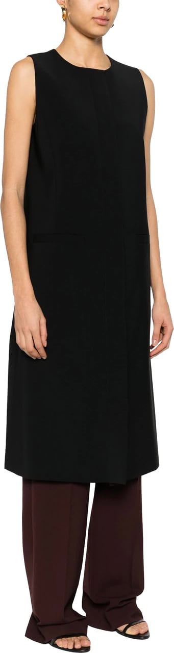 Alberta Ferretti Black Gilet Sleeveless Long Wool Gilet Zwart