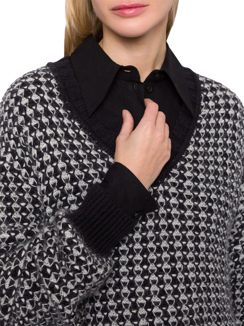 Alberta Ferretti Neutral Oversized Mohair Blend Sweater Grijs