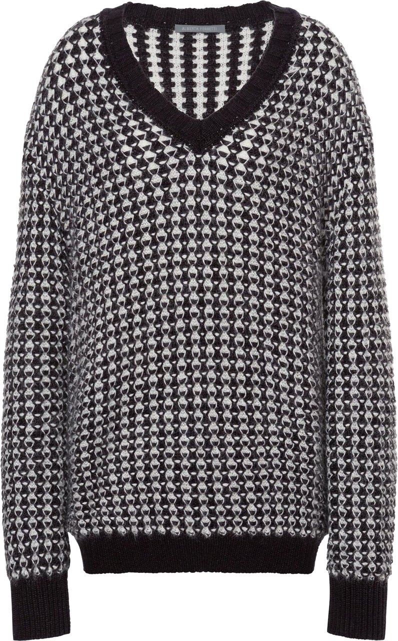 Alberta Ferretti Neutral Oversized Mohair Blend Sweater Grijs