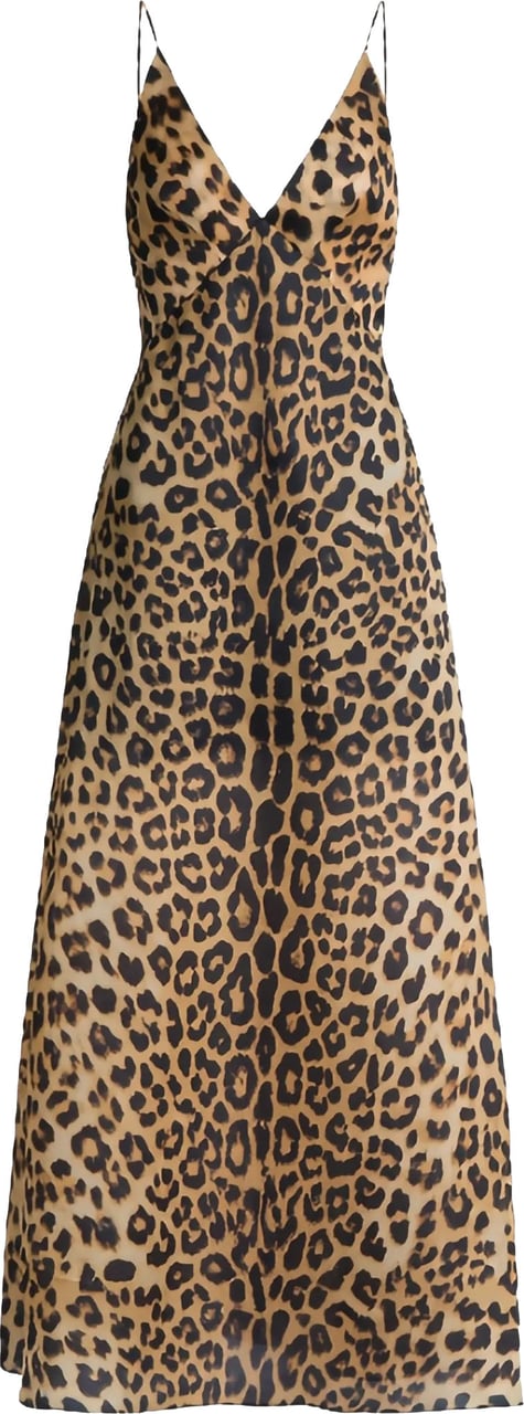 Alberta Ferretti Brown Abito Leopard Print Silk Dress Bruin