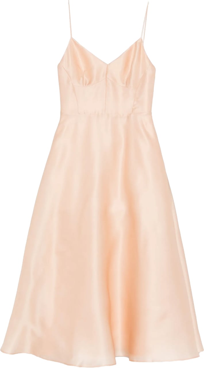 Alberta Ferretti Light Peach Abito Midi Silk Dress Neutraal