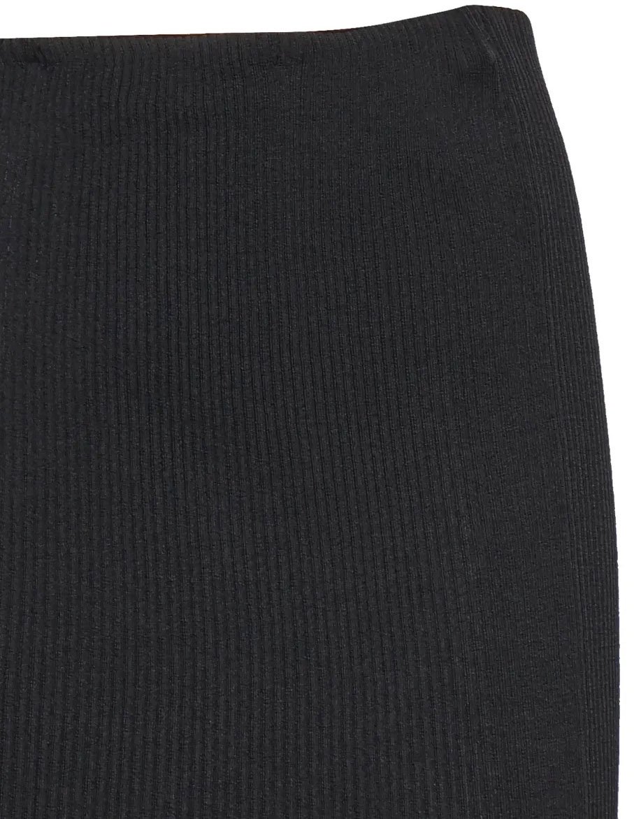 Alberta Ferretti Ribbed Knit Midi Skirt with Semi-Sheer Flare Zwart
