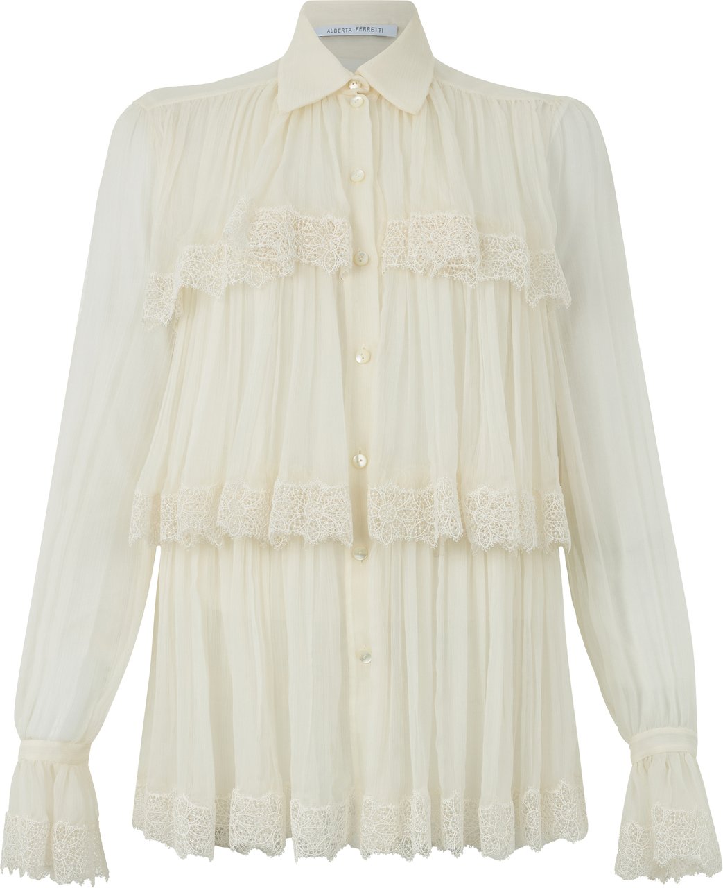 Alberta Ferretti Blouse With High Collar Wit