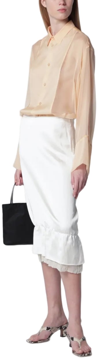 Alberta Ferretti Sheer Long-Sleeved Blouse with Classic Collar and Relaxed Silhouette Neutraal