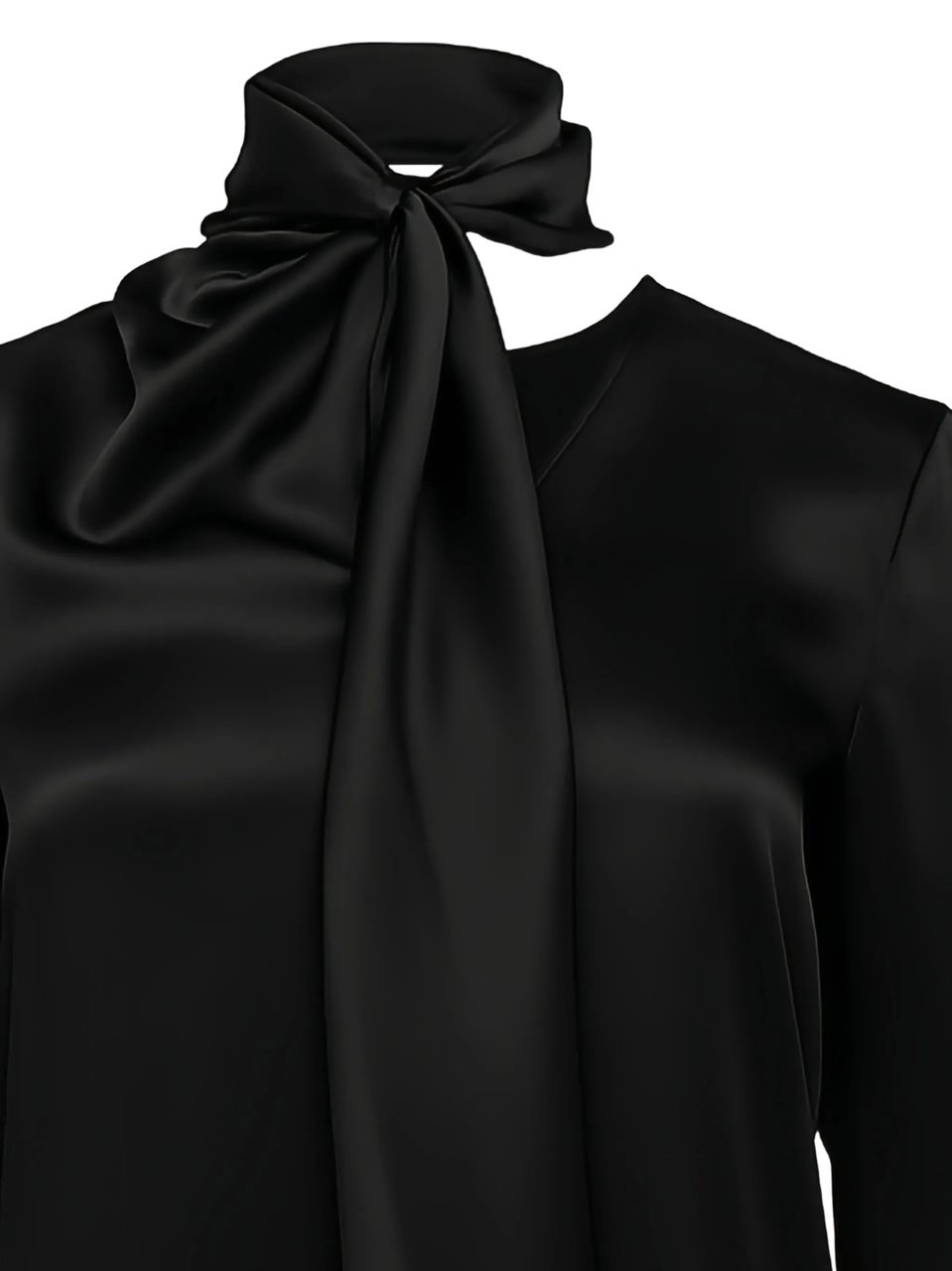 Alberta Ferretti Neutral High-Neck Acetate Blouse Zwart