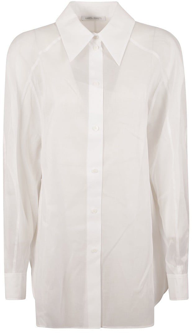 Alberta Ferretti Structured Collar White Shirt Wit