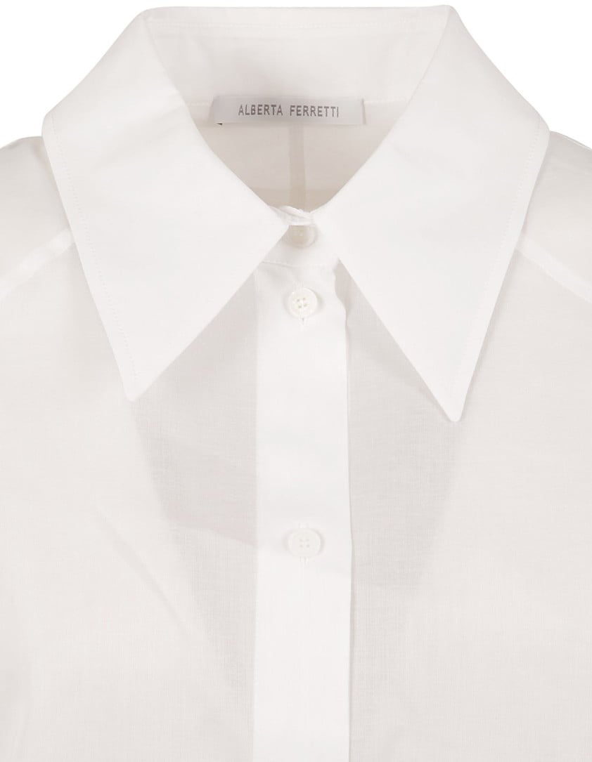 Alberta Ferretti Structured Collar White Shirt Wit