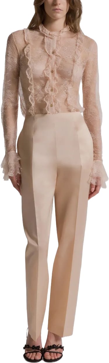 Alberta Ferretti Tailored Organza Pants with High Waist Neutraal