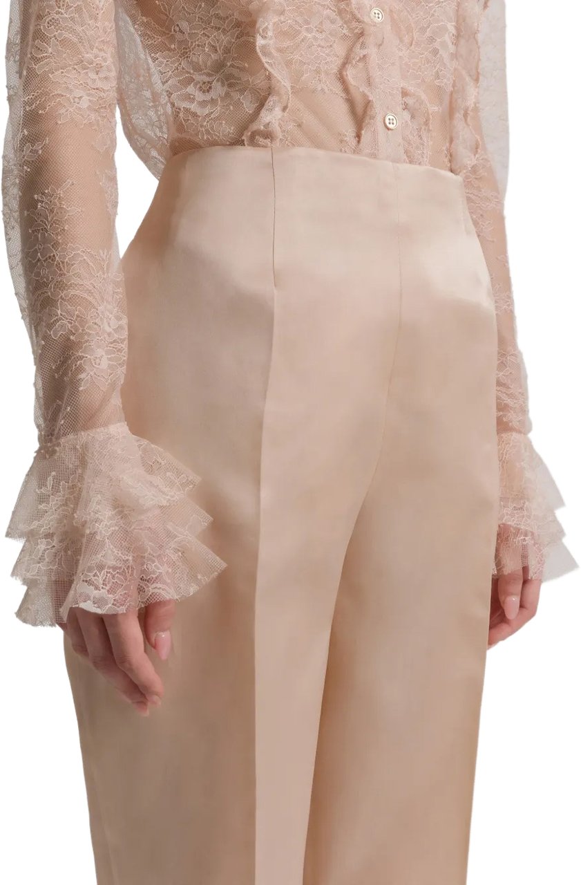 Alberta Ferretti Tailored Organza Pants with High Waist Neutraal