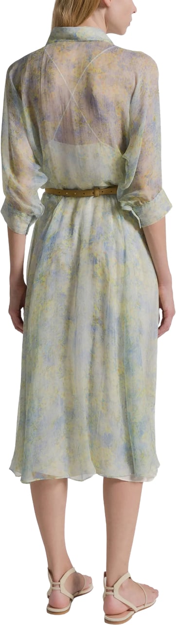 Alberta Ferretti Pastel Abito Print Silk Midi Dress Wit